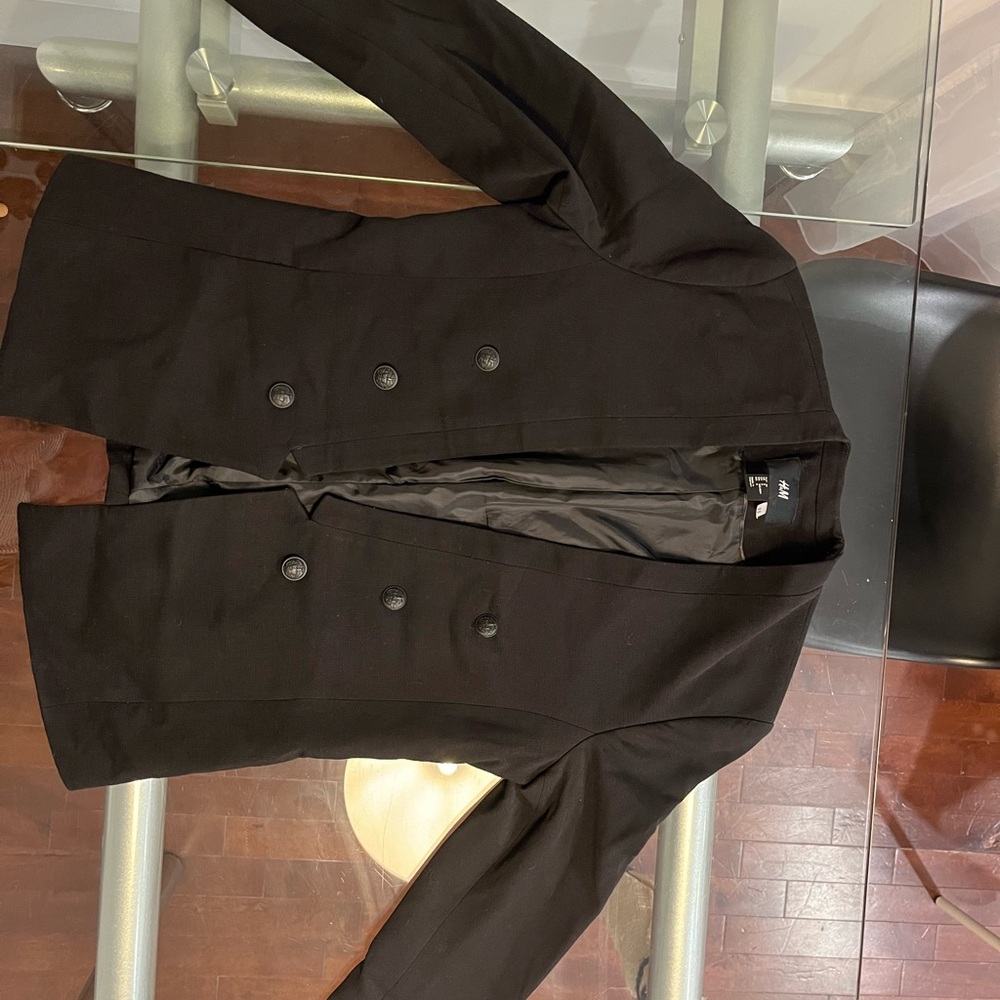 H&M Black Double-Breasted Coat